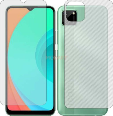 MOBART Front and Back Tempered Glass for RMX2185 REALME C11 (Front Matte Finish & Back 3d Carbon Fiber)(Pack of 2)