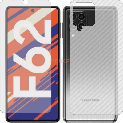 MOBART Front and Back Tempered Glass for SAMSUNG GALAXY F62 (Front Matte Finish & Back 3d Carbon Fiber)(Pack of 2)