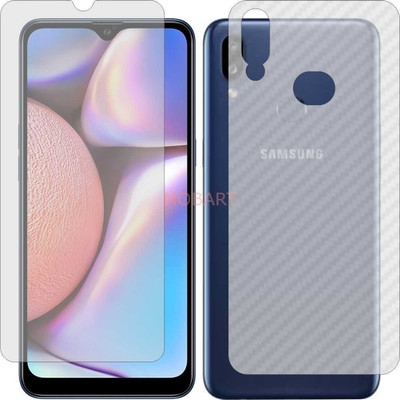 MOBART Front and Back Tempered Glass for SAMSUNG A10S (Front Matte Finish & Back 3d Carbon Fiber)(Pack of 2)