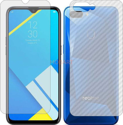 MOBART Front and Back Tempered Glass for RMX1941 REALME C2 (Front Matte Finish & Back 3d Carbon Fiber)(Pack of 2)