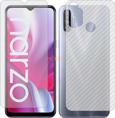MOBART Front and Back Tempered Glass for REALME NARZO 20 A (Front Matte Finish & Back 3d Carbon Fiber)(Pack of 2)