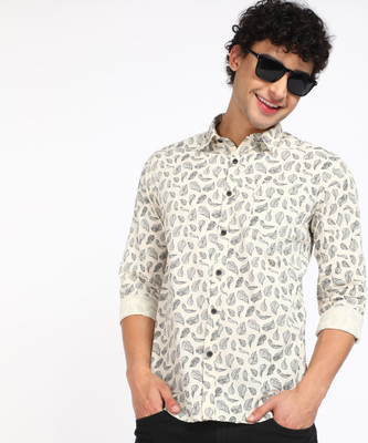 FLYING MACHINE Men Printed Casual Cream Shirt