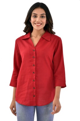 QuaClo Women Solid Casual Maroon Shirt