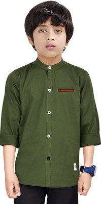 MADE IN THE SHADE Boys Solid Casual Dark Green Shirt
