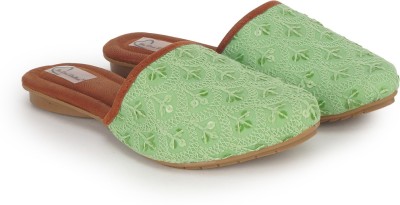 The Desi Dulhan Ethnic Mule For Women(Green , 8)