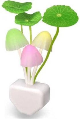 LEKHU White Flower Pot Color Changing Light Sensor, LED Decorative Mushroom Night Lamp Night Lamp(4.5 cm, Multicolor)