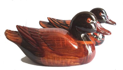 Tej Gifts mandarin ducks pair Statue Decorative Showpiece  -  6.5 cm(Wood, Brown)