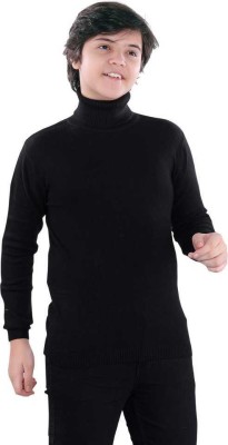 Clothify Solid V Neck Casual Boys Black Sweater