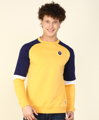 Peter England University Full Sleeve Color Block Men Sweatshirt