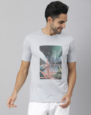 RARE RABBIT Graphic Print Men Round Neck Light Blue T-Shirt