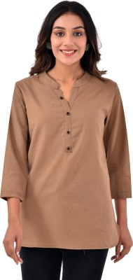 QuaClo Casual Solid Women Brown Top