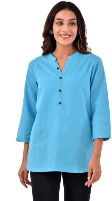 QuaClo Casual Solid Women Blue Top