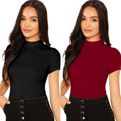 Dream Beauty Fashion Casual Solid Women Maroon Top