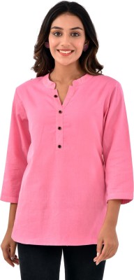 QuaClo Casual Solid Women Pink Top