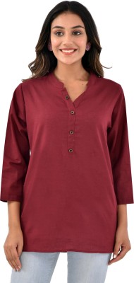 QuaClo Casual Solid Women Maroon Top