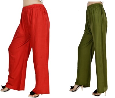 LETZ DEZINE Relaxed Women Red, Green Trousers