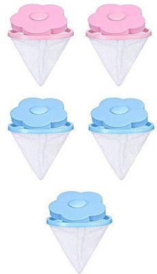 Newvent (Pack of 5) Washing Machine Floating Lint Mesh Bag Net Hair Filter Remover Net Pouch Hair Catcher Lint Catcher for Household Tool Washing Machine Net(Pack of 5)