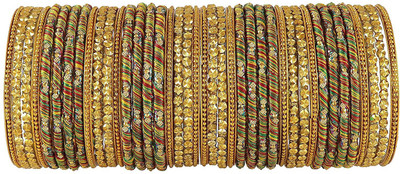NMII Metal, Glass Beads Bangle Set(Pack of 40)