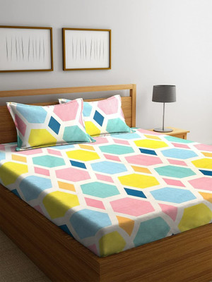CASTIQA 150 TC Microfiber Double Printed Flat Bedsheet(Pack of 1, Multicolor)