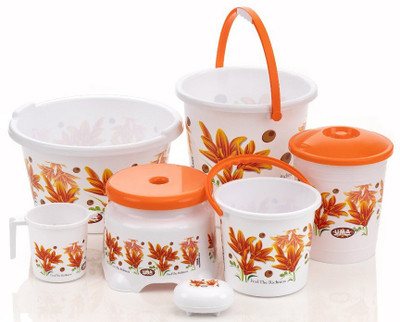 UMA Plastic Bathroom Set Large Capacity (20 LTR Tub, 20 LTR Bucket, 05 LTR Bucket, Patla, Dustbin 10 LTR, Mug 1.5 LTR, Soap Case ) 20 L Plastic Bucket(Orange) 20 L Plastic Bucket(Orange) UMA Plastic Bathroom Set Large Capacity (20 LTR Tub, 20 LTR Bucket, 05 LTR Bucket, Patla, Dustbin 10 LTR, Mug 1.5 LTR, Soap Case ) 20 L Plastic Bucket(Orange) 20 L Plastic Bucket(Orange)