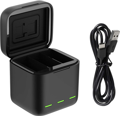 Digicom 3-Channel USB Charger for Hero 10/9,Compatible-Original 9/10  Camera Battery Charger(Black)