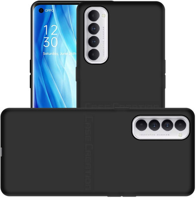 CASE CREATION Back Cover for Oppo Reno 4 Pro Black Case(Black, Dual Protection, Pack of: 1)
