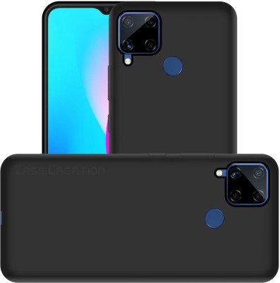 CASE CREATION Back Cover for Realme C15 Soft Case(Black, Waterproof, Silicon, Pack of: 1)