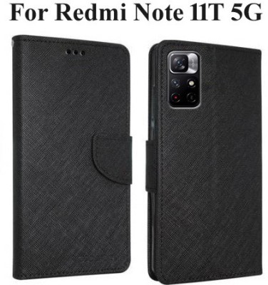 Mehsoos Flip Cover for Redmi Note 11T 5G, POCO M4 Pro 5G(Black, Dual Protection, Pack of: 1)