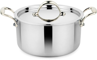PRABHA Triply Stainless Steel Induction Base Casserole with Lid Dia 22cm Capacity 4.2L Cook and Serve Casserole(4200 ml)