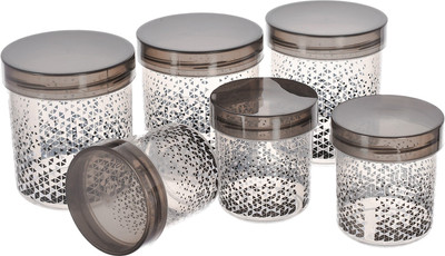 KUBER INDUSTRIES Plastic Cookie Jar  - 1000 ml(Pack of 6, Black)