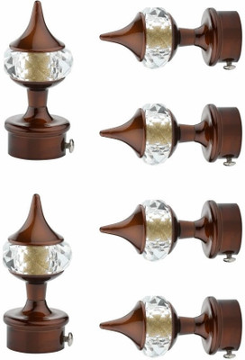 METZO Brown Rod Rail Bracket, Curtain Knobs Metal(Pack of 6)