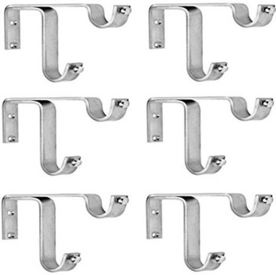 Smart Shophar Silver Rod Rail Bracket Metal(Pack of 6)