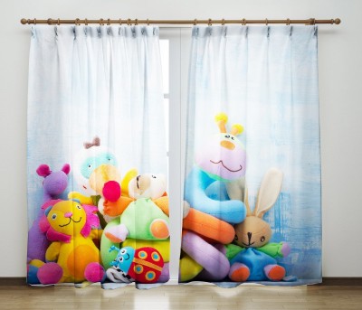 Khushi 154 cm (5 ft) Polyester Room Darkening Window Curtain (Pack Of 2)(3D Printed, Multicolor)
