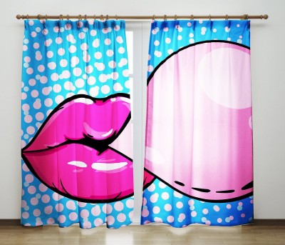 RISCKY FEB 274 cm (9 ft) Polyester Room Darkening Long Door Curtain (Pack Of 2)(Printed, Sky Blue)