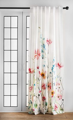 DMCURTAIN 215 cm (7 ft) Polyester Blackout Door Curtain (Pack Of 2)(Floral, Multicolor)