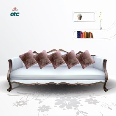 ATCDECOR Printed Cushions Cover(Pack of 5, 40.64 cm*40.64 cm, Beige, Brown)