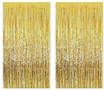 Hippity Hop Gold 6 X 3 ft Gold Square Foil Fringe Curtains for Birthday, Marriage, Engagement, Bridal Shower, Baby Shower, Anniversaries, Photo Shoot, for use any Celebration Party