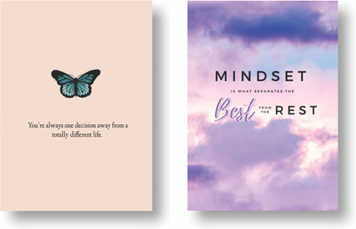 3DS Notebook A5 Diary Unruled 80 Pages(Blue butterfly and Mindset, Pack of 2)