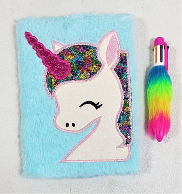 Paper Bear Unicorn Diary A5 Diary No 200 Pages(Light Blue)