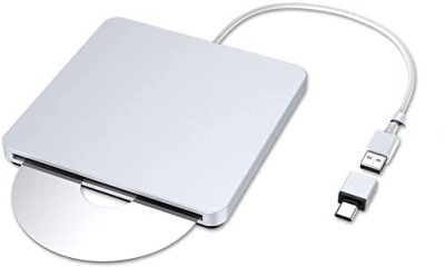 Cezo 2 in 1 Type C and USB Ultra Slim External DVD Drive Burner Optical Drive CD+/-RW DVD +/-RW Superdrive Disc Duplicator Compatible with Mac MacBook Pro Air iMac and Laptop External DVD Writer(White)