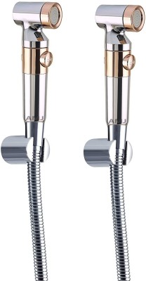 AMJ Premium Gold&Silver Health Faucet Set with 1.5mtr SS Shower Hose&Abs Wall Hook - PACK OF 2 Health  Faucet(Wall Mount Installation Type)