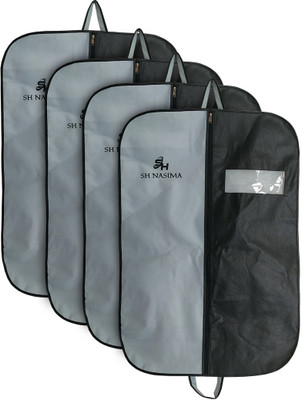 SH NASIMA COAT COVER SET OF 4 Transparent Coat Cover | Cloth Cover | Blazer Cover (Set of 4) - Grey & Black CC-GB-04(GREY BLACK)
