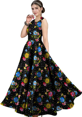 Rudra Fashion Mart Flared/A-line Gown(Multicolor)
