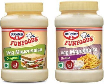 FUNFOODS by Dr. Oetker Veg Mayonnaise Original + GARLIC 250 g(Pack of 2)