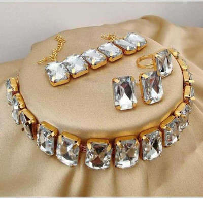 CATALYST Alloy Gold-plated White Jewellery Set(Pack of 1)