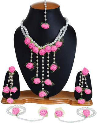 style revolver Fabric Pink Jewellery Set(Pack of 1)