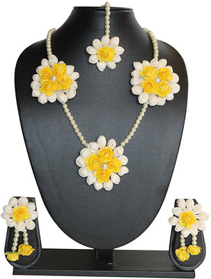 style revolver Fabric Yellow, White Jewellery Set(Pack of 1)