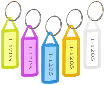 greencom 50 pcs Key Tags with Ring Plastic Key Tags Key Labels Coloured Key Tags, Tags Key Chain