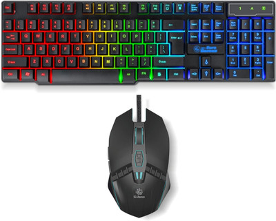 RPM Euro Games Gaming Keyboard and Mouse Combo | Keyboard - With 7 Color Backlit | Suspension Caps | Backlit | 104 Keys | Mouse - Upto 3200 DPI, 4 Levels|6 Buttons | 7 Color RGB Wired USB Gaming Keybo