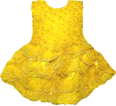 Stylish Collection Girls Midi/Knee Length Festive/Wedding Dress(Multicolor, Sleeveless)